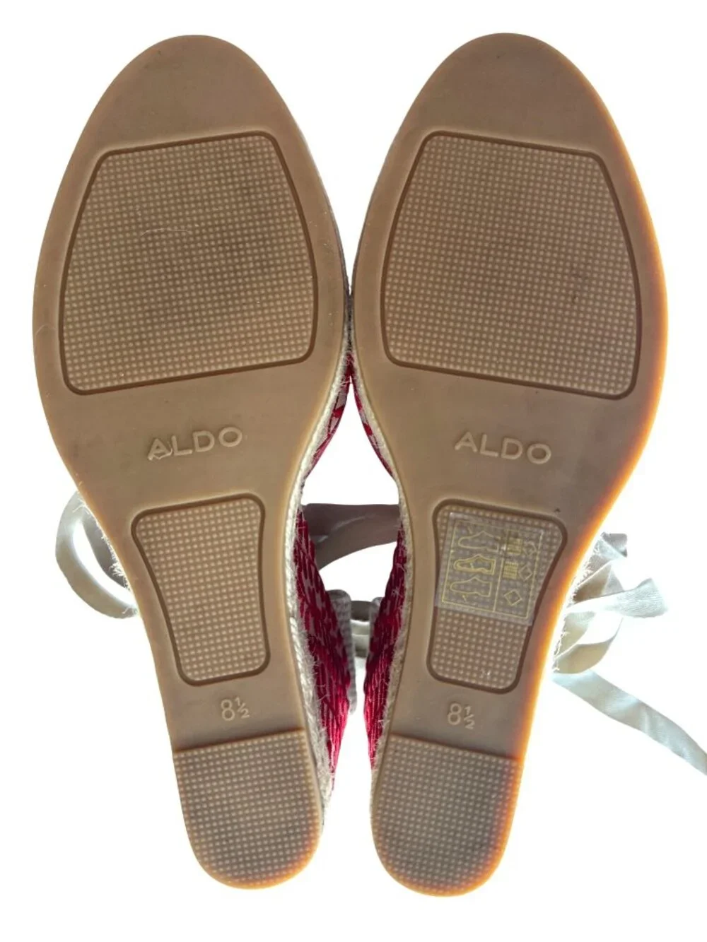 Aldo Red Espadrilles Wedge Ankle Wrap Sandals Muschino Size 8.5